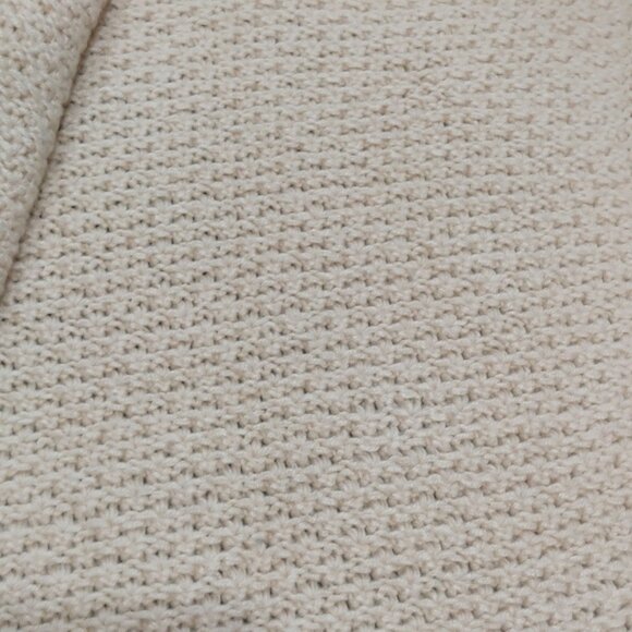 Handmade Vintage Baby Blanket Crochet Knit Cream Soft Neutral Heirloom Nursery - Picture 5 of 5